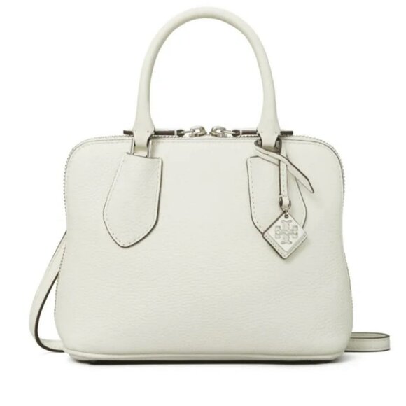 Tory Burch Mini Swing Satchel Leather White with Silver Hardware - Picture 3 of 13